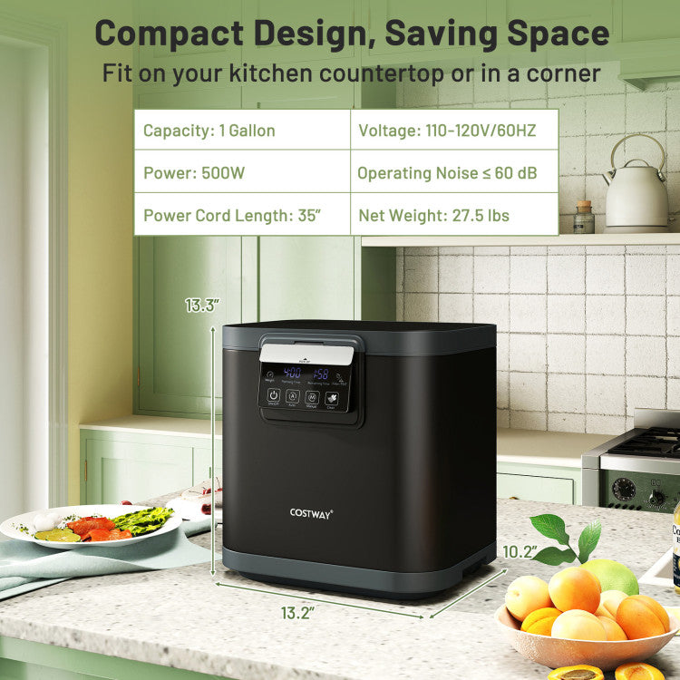 4 L Electric Composter with Lid and LED Display for Kitchen